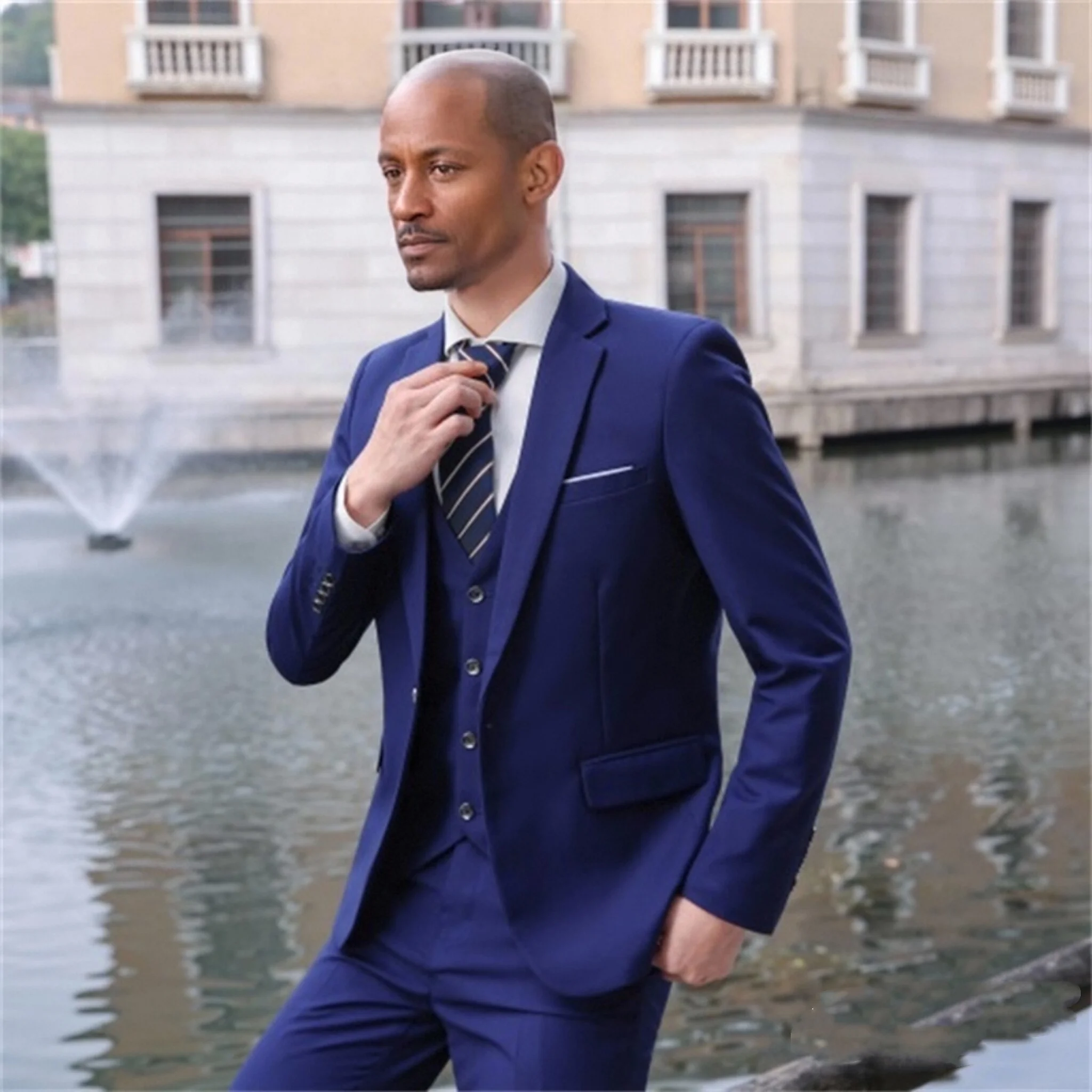 

High-end wedding three-piece set: Groom's wedding dress, formal wear, British-style business, casual and slimming men's suit set
