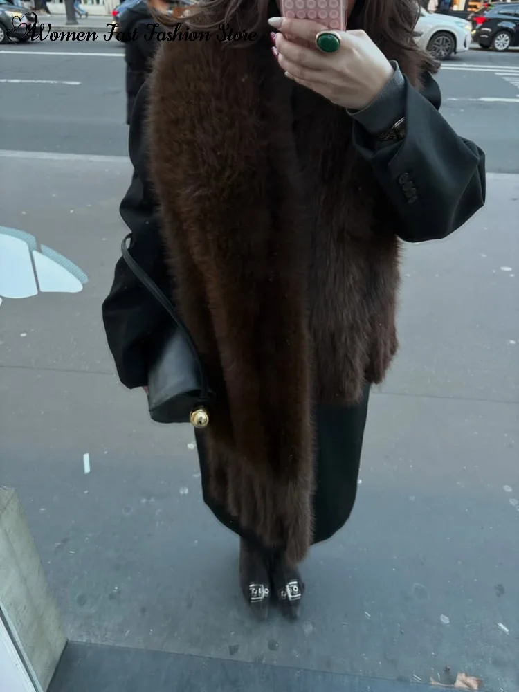 2026 New Faux Fur Tassels Scarf for Women Autumn Winter Fluffy Fur Neckerchief Lady Luxury Shawl Scarves Clothing Accessories
