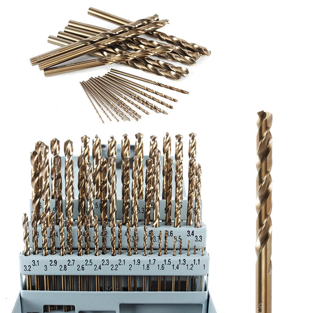 51Pcs Drill Bit Set Cobalt Jobber Twist Drill Bit Set with Index Storage Case Multiple Sizes for Hardened Metal Stainless Steel