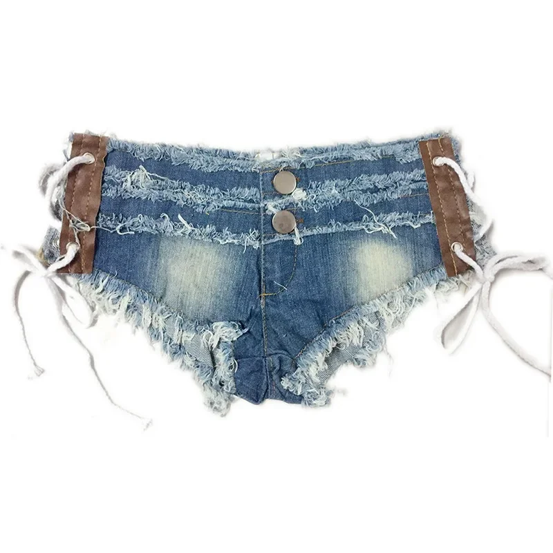 Summer Women Sexy Low Waist Super Short Denim Jeans Bandage Short Feminino Nightclub