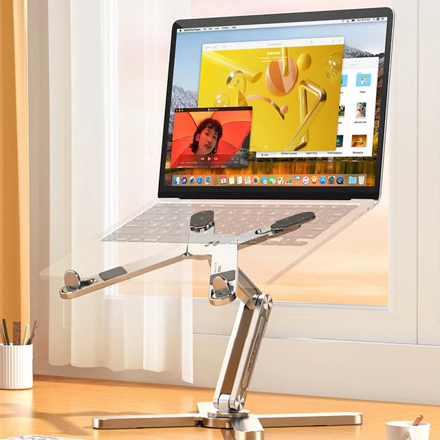 Składana podstawka pod laptopa 360 ° Obrotowy stolik na notebooka Uchwyt ze stopu aluminium Przenośny uchwyt na tablet z rozpraszaniem ciepła