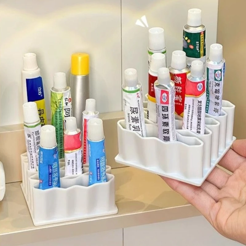 Creative Wavy Line Silicone Storage Box Toothpaste Tube & Ointment Tube & Glue Stand Holder Bathroom Organizer Desktop Ornament