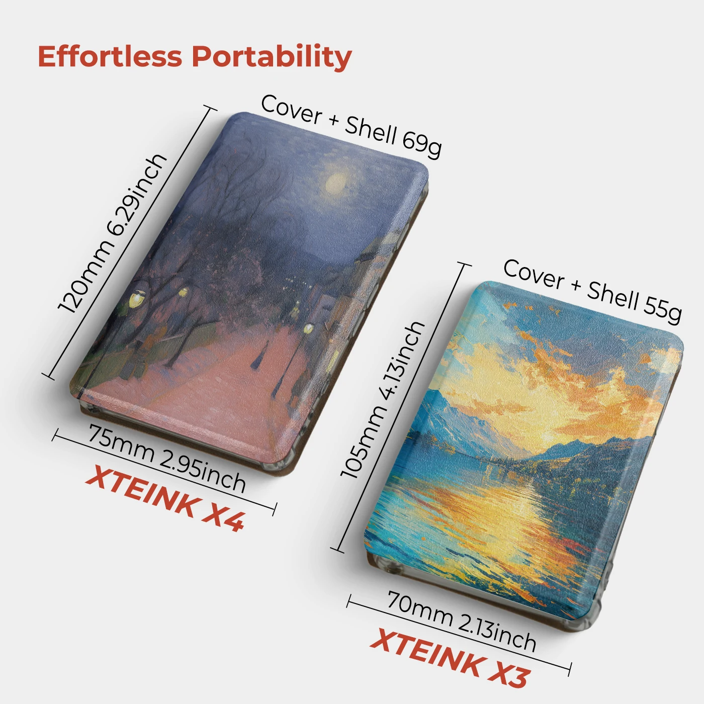 Twosheep Landscape Illustration Magnetisch abnehmbare Hülle für XTEINK X3, XTEINK X4, abnehmbare Abdeckung, transparente TPU-Rückenschale – Detail 7