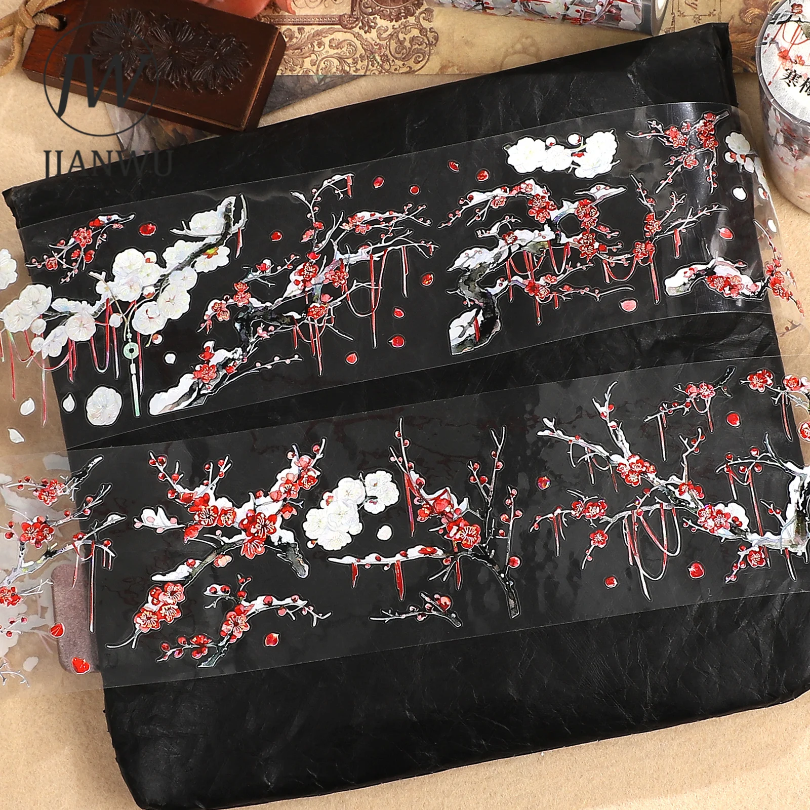 

JIANWU 60 мм * 5 м винтажный зимний цветок сливы пейзажный материал коллаж скрапбук ПЭТ лента креативный DIY журнал канцелярские принадлежности