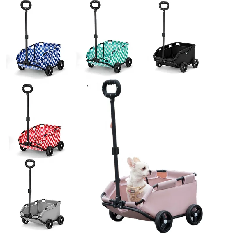 Lightweight Foldable Pet Stroller with 360° Swivel Wheels Portable Travel Pet Cart Adjustable Small Dog Cat Carrier for Outdoor