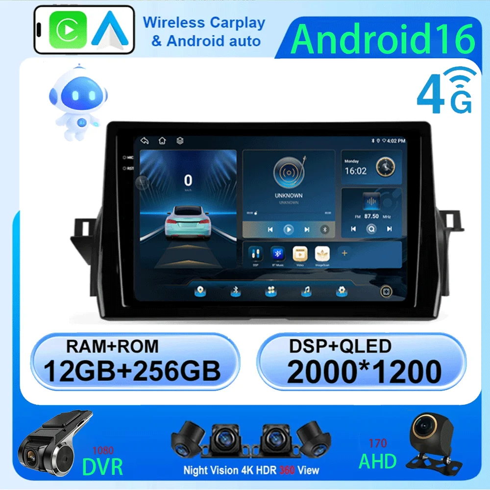 Car Radio Android 16 Carplay Auto For Toyota Camry VIII 8 XV70 2020-2021 Multimedia Video Player Navigation GPS Stereo Head Unit