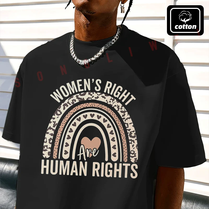 

Men's Cotton T-Shirt Women's Rights Are Human Rights Feminist Motorcycle Tshirt New Men's Casual O-neck Short Sleeve Tees