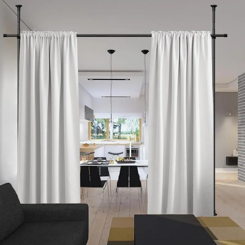 Room Divider Curtain Rod, No Drilling curtain divider for Room Separation, Adjustable hanging Curtain Room Divider Rod Stand