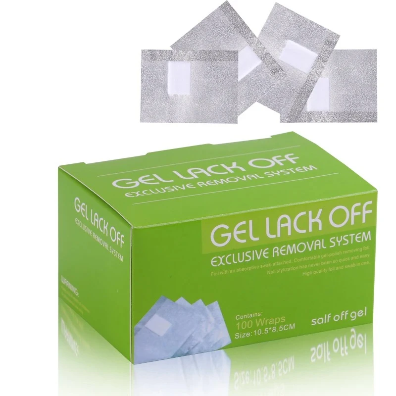 100pcs Aluminium Foil Nail Polish Remover Wraps Disposable Soak Off Acrylic Gel Polish Remove Paper for Makeup Nails Clean Tools