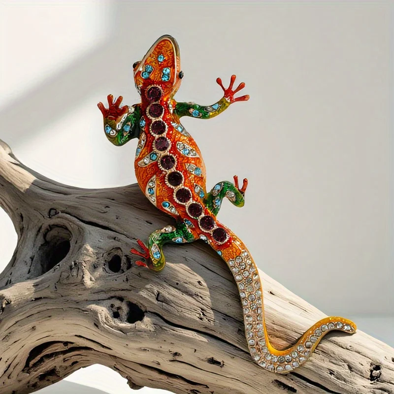 خمر الحد الأدنى بالتنقيط الملونة حجر الراين شخصية السحلية بروش #3