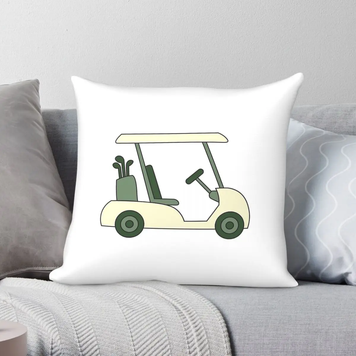 Vintage Golf Cart Square Pillowcase Polyester Linen Velvet Printed Zip Decorative Throw Pillow Case Home Cushion Cover