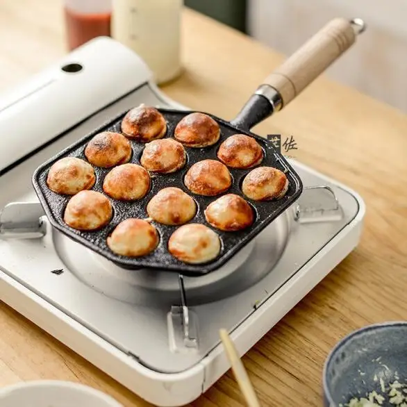 

Iron Cast Octopus Ball er Non-Sti Egg Fry Pan Roast Quail Egg Simp ill Pan Tool Japanese Sle Kitchen Baking Tool