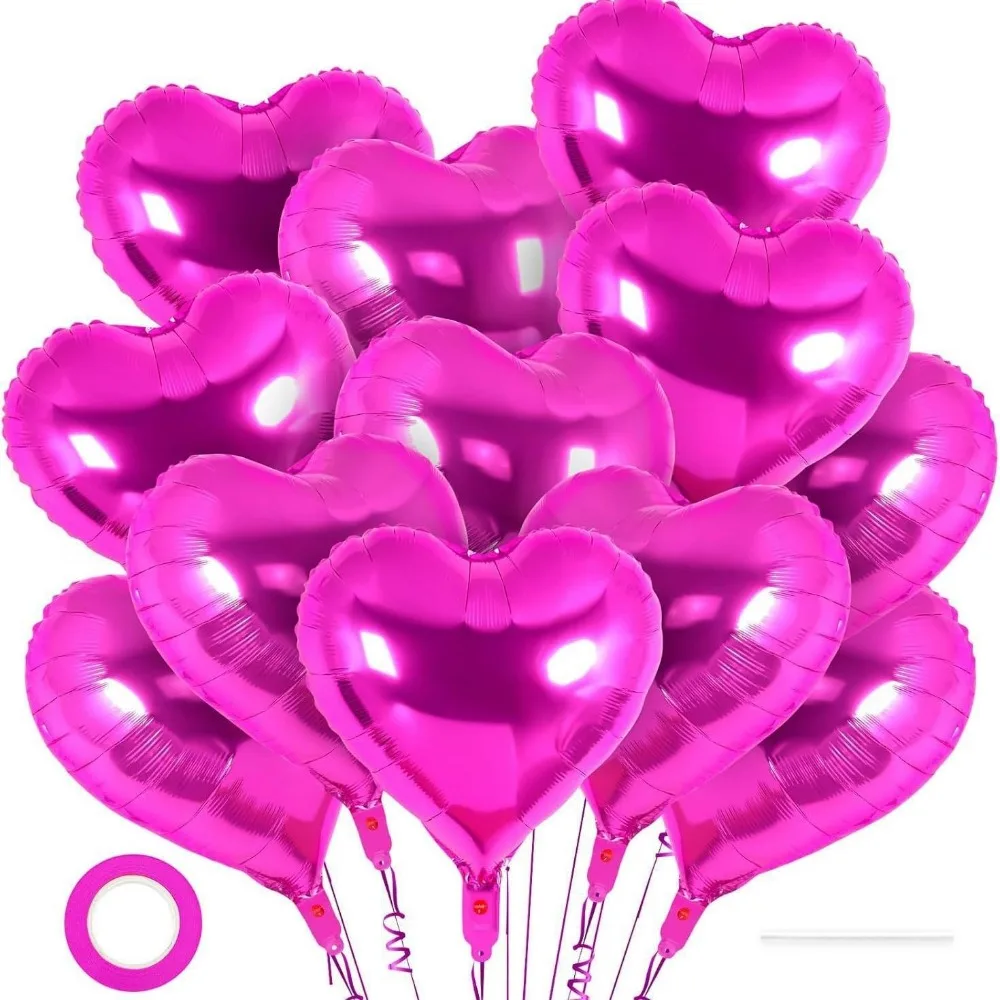 

12Pcs 18 inch Heart Foil Balloons Love Decoration Inflatable Valentine's Day Balloon Funny Red Black Gold Pink