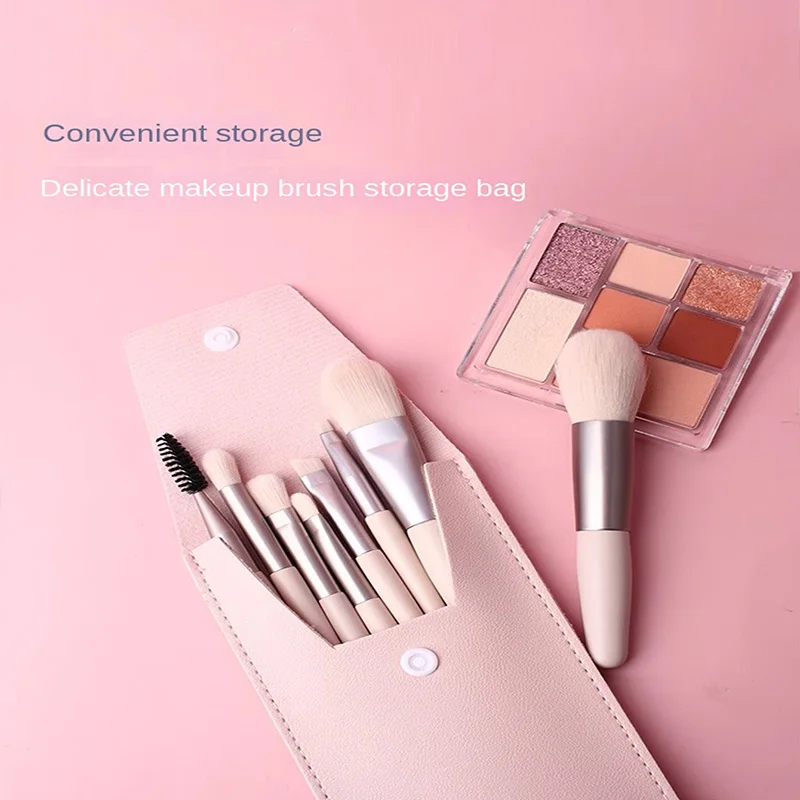 Set di pennelli per trucco albicocca 8 pezzi Mini set di pennelli per trucco portatile Strumento di bellezza per principianti Ombretto in polvere ultra morbida di alta qualità