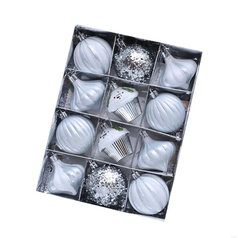 Christmas Home Decors Set 12 Plastic Ball Ornament For Holiday Parties And Displays