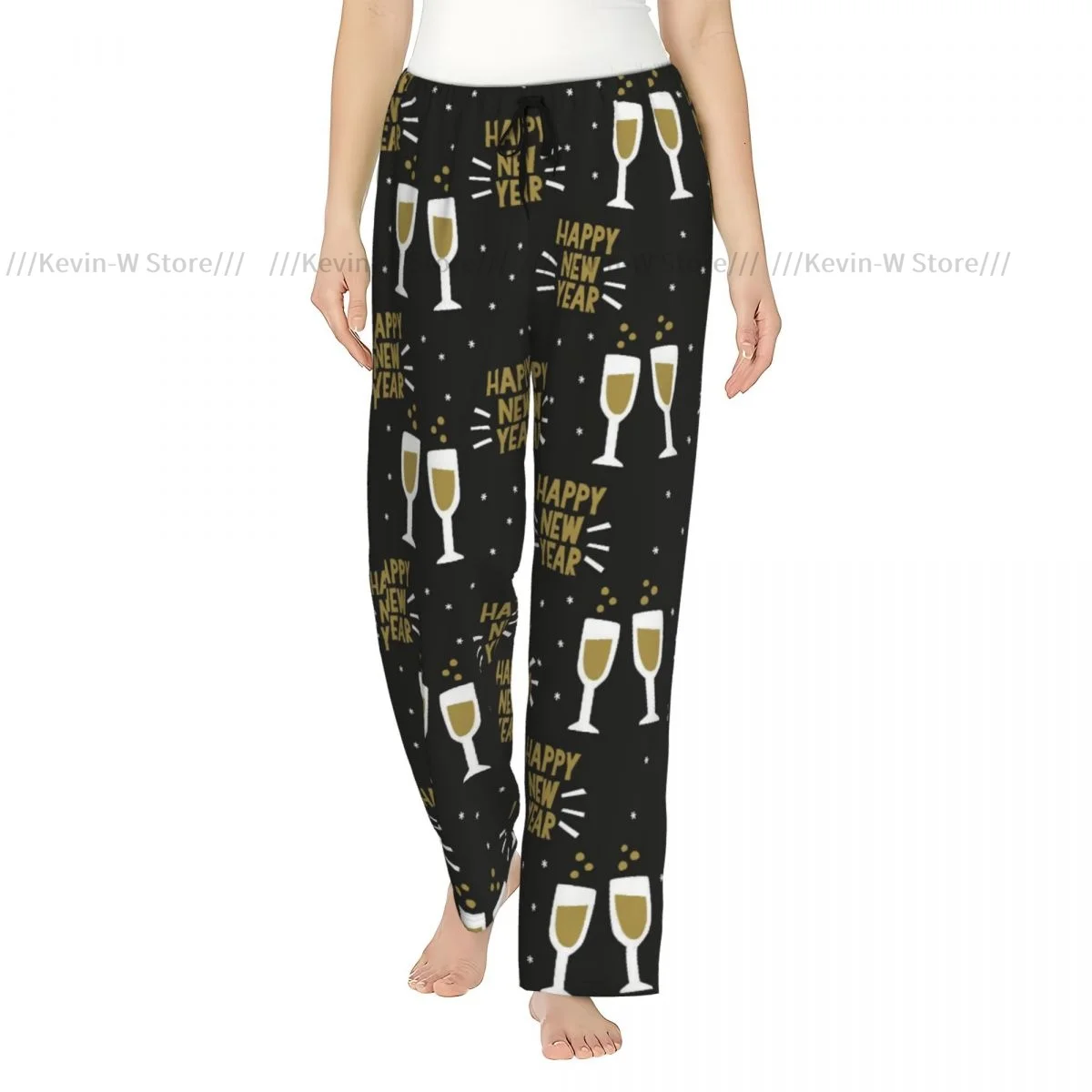 

Happy New Year Pattern Flannel Pajama Pants for Women Warm and Comfortable Sleepwear