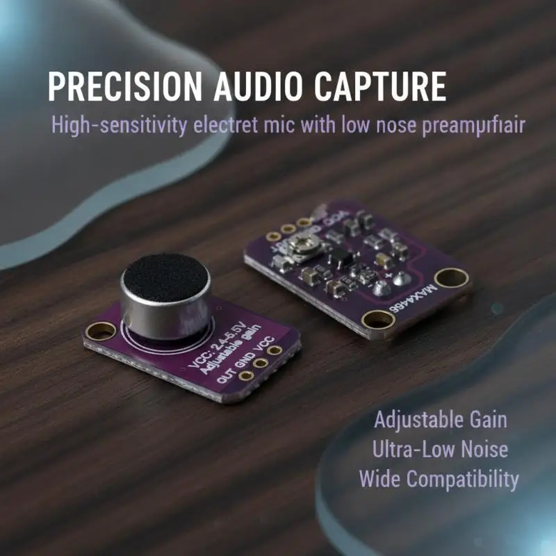 Adjustable Gain GY-MAX4466 Microphone Preamplifier Module, Sound Sensor Audio Detector Board For Circuit DIY Project