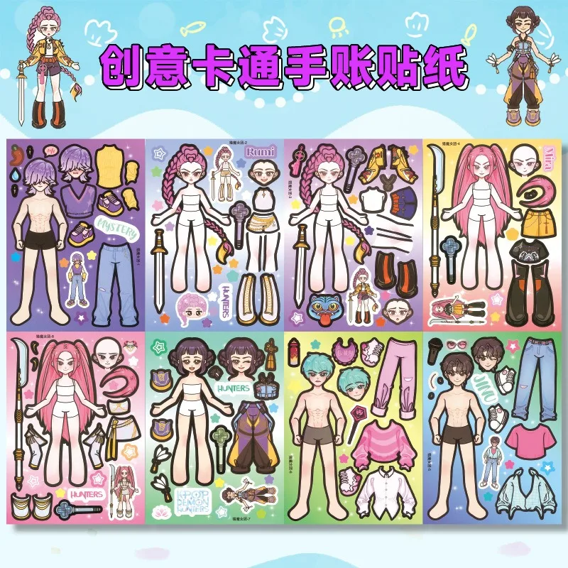 

Cartoon Hot-selling Kpop Demon Hunters Dress Up Stickers Children DIY Stickers Toys Cute Waterproof Mobile Phone Sticker Gifts