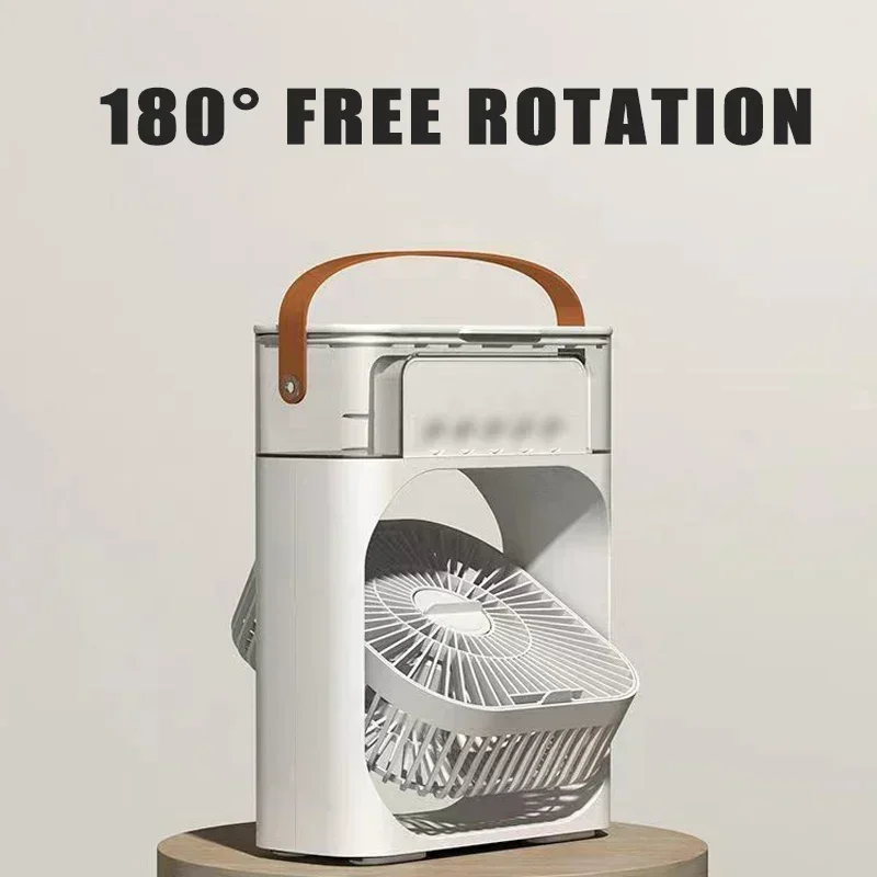 Desk Fan Night Light Rechargeable Portable Fan Electric Desktop 5 Holes Fans for Room Led USB Household Use Water Mist Mini Home