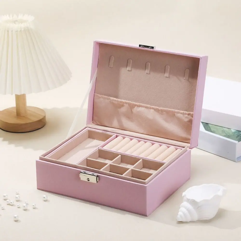 Jewelry Display Double Layer Jewelry Box Ornaments Case Storage PU Leather Displays Box Packaging Earring Holder