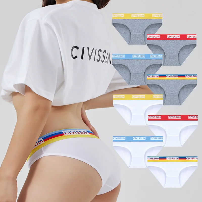 Women 100% Cotton Sexy Rainbow Panties Female Low Waist Underwear Classic Design Lingerie Girls Cute Briefs