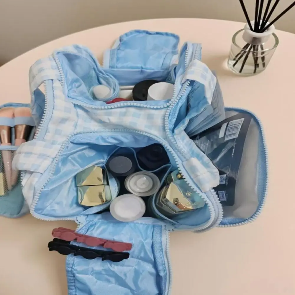 

Multipocket Design Cosmetic Handbag Zipper Closure Comfortable Handle Portable Makeup Pouch Large Capacity Separate Dry and Wet