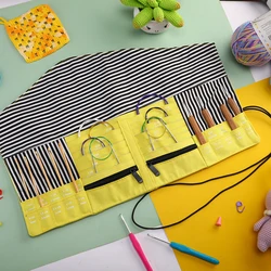 New Empty Knitting Needles Storage Bag Waterproof Crochet Hooks Organizer Foldable Storage Bags For Sewing Tools Accessories