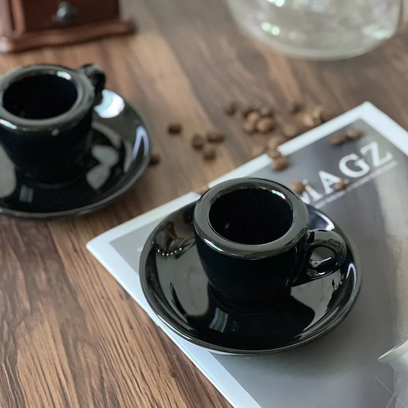 60ML Ceramic Espresso Cups with Thick Design for Single Cup 9mm Cup Wall Long Lasting Insulation Espresso Barista Accessories