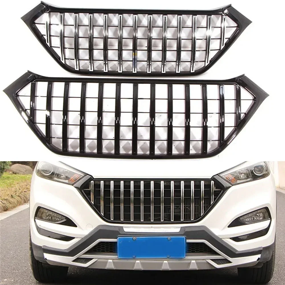 For Front Bumper Grille Hyundai Tucson Improved Diamond Grill ABS Mesh Mask Decorative Cover Accessories Refit 2015 2016 2017 18