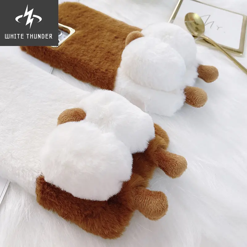 3D Corgi Ass Furry Fluffy Case For IPhone 13 12 11 Pro Max 13 Mini SE 2020 X 10 7 8 Plus XR XS Max Warm Hair Plush Phone Cover