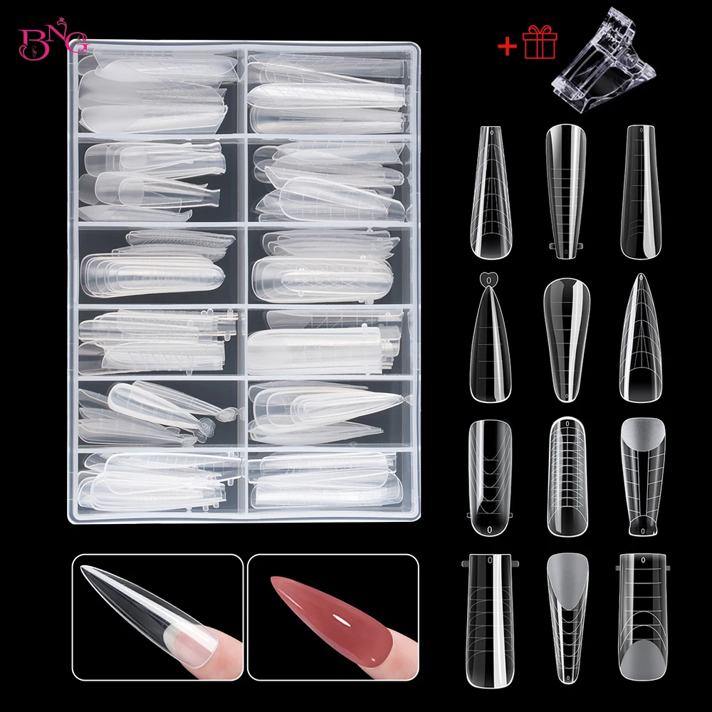 

BNG Dual Forms for Poly Nail Gel Nail extensions Acrylic Nail Molds Full Cover Dual System Moulds Manicure False Tips Top Forms