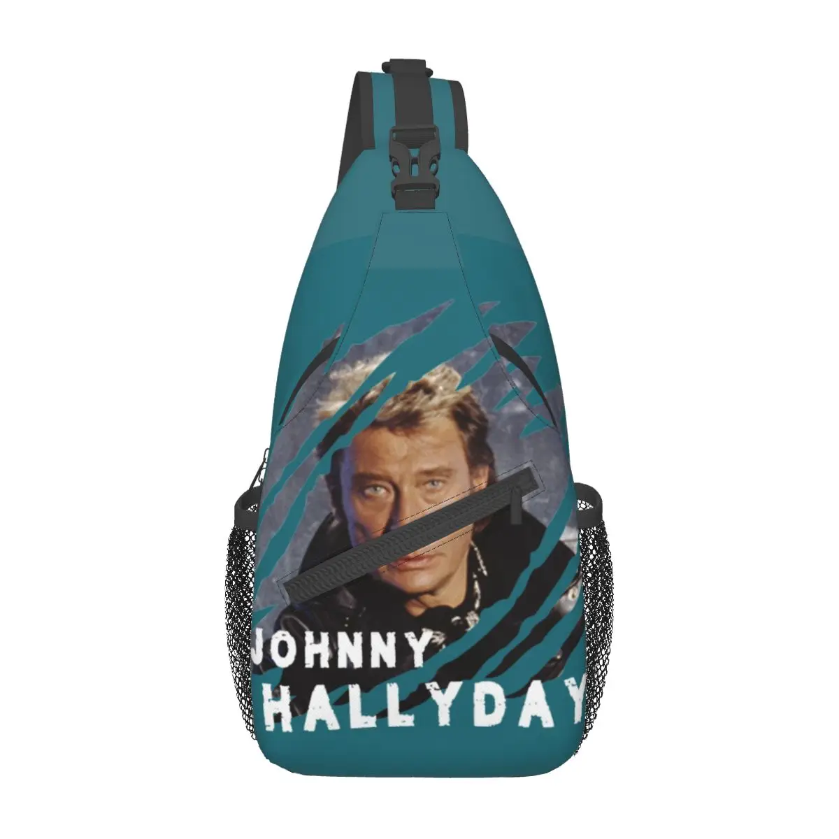 Johnny Hallyday Rocker Rocks Crossbody Sling Bag Small Chest Bag Shoulder Backpack Daypack for Hiking Travel Sports Bag