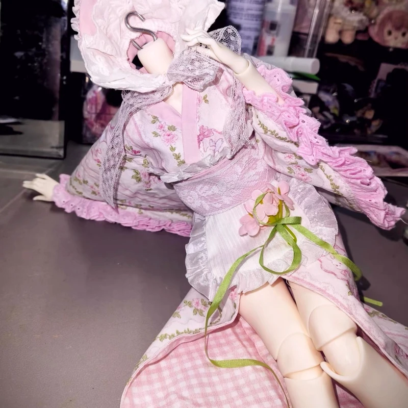 

Doll Clothes Outfit 1/4 size BJD Japanese-style Showa kimono fabric Clothing Set for Display Collection Photography Accessories