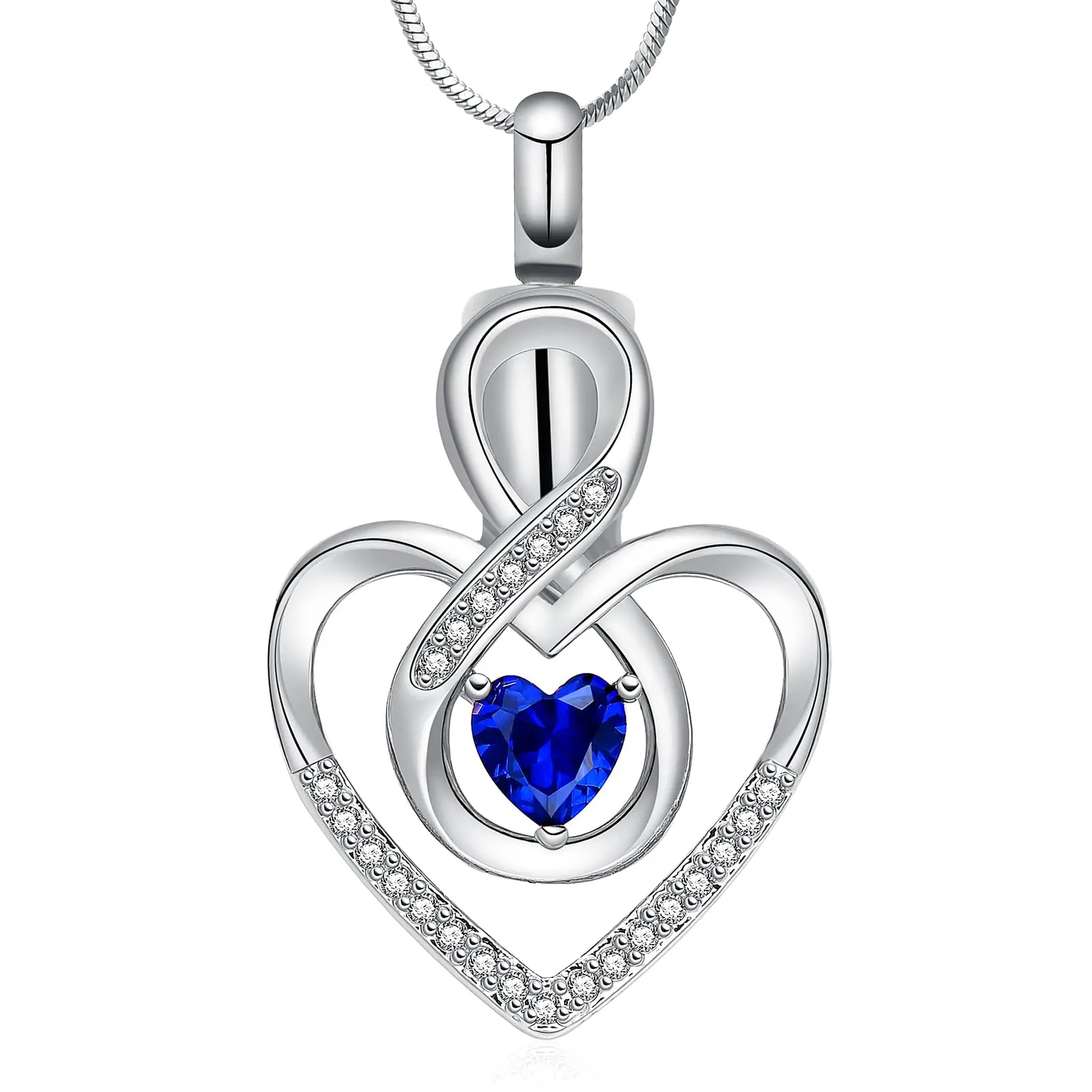 Infinity Heart Urn Necklace for Ashes with Crystal Cremation Ashes Jewelry Memorial Urn Locket Keepsake Pendant for Women