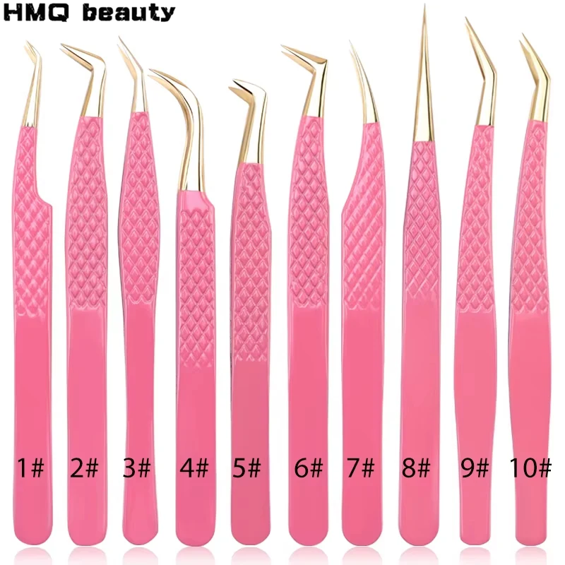 Pincettes professionnelles pour Extension de cils, pointes en Fiber d'acier inoxydable de haute précision, outil de maquillage antistatique pour greffage de cils