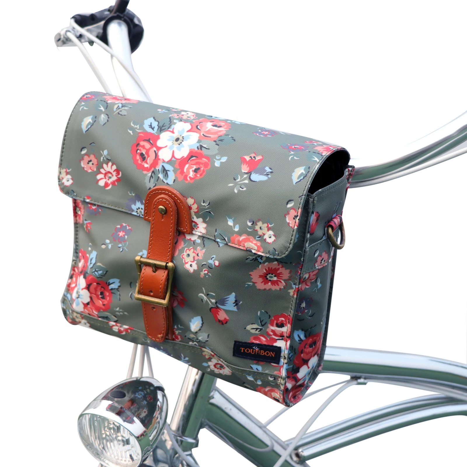 Tourbon Bicycle Handlebar Bag Pack Front Tube Basket Bike Pannier Messenger Bag Outdoor Accessories  Waxed Waterproof Canvas