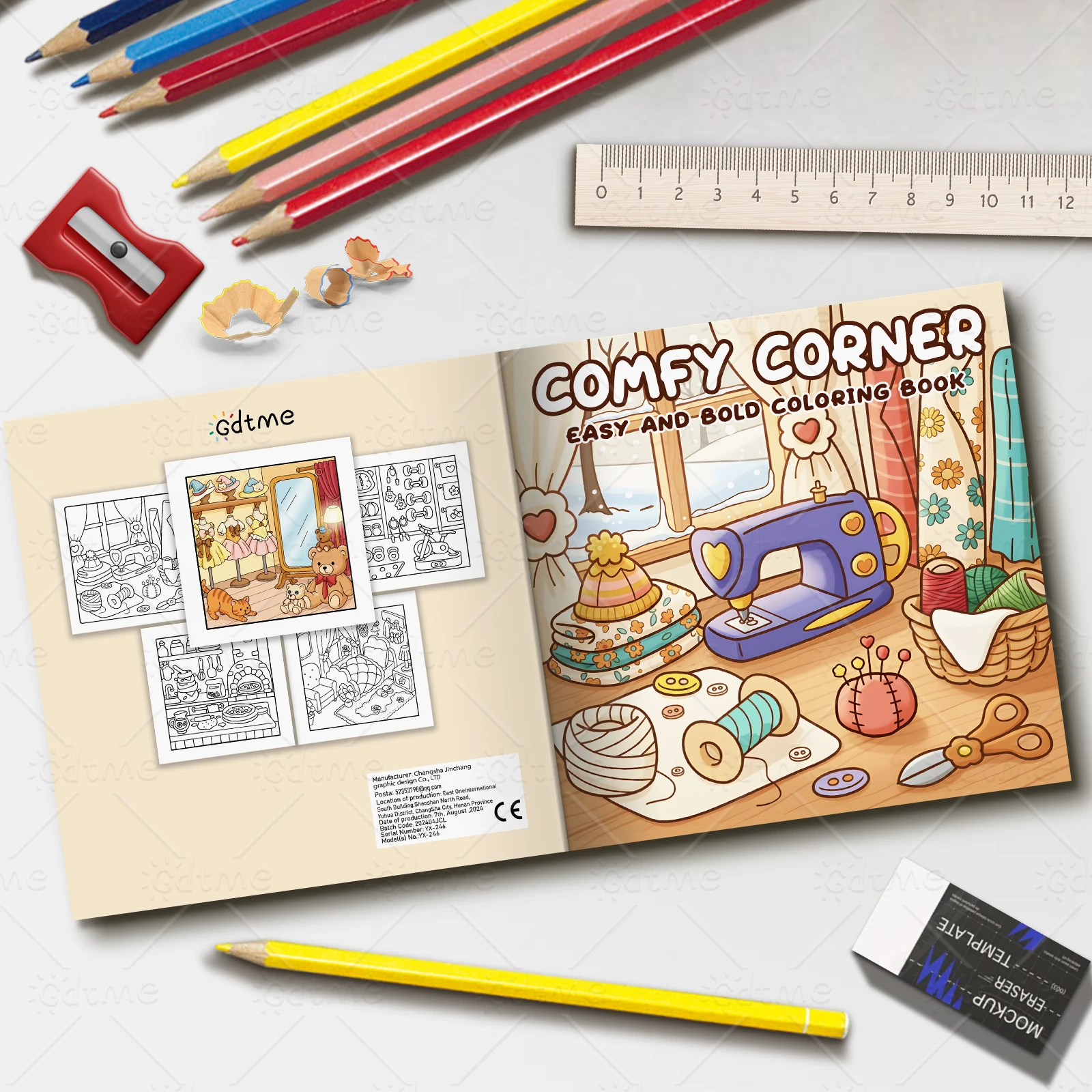 COMFY CORNER Malbuch für Erwachsene mit Auffälligen und Einfachen Mustern, Niedliches Zeichenbuch, Perfektes Geschenk für Partys und Geburtstage – Detail 2