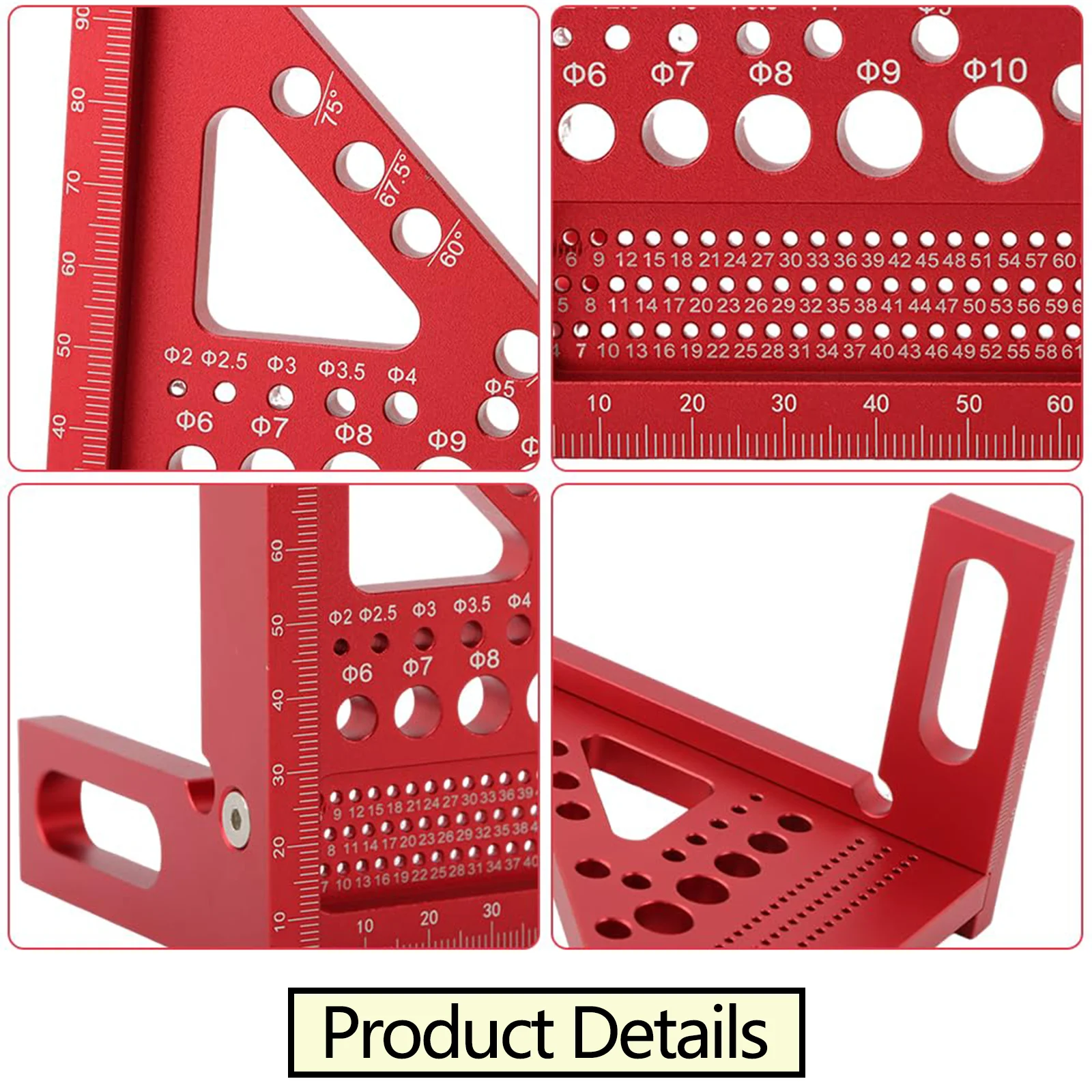 3D Multi-Angle Measuring Ruler - Small Carpenter Square Woodworking Tool, Triangle Ruler,Includes Angle Fixing Pin and Tool Set,