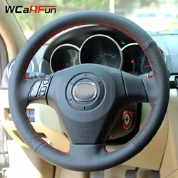 WCaRFun Customized Name Hand Stitched Black Artificial Leather Steering Wheel Cover for Old Mazda 3 Mazda 5 Mazda 6 2003-2009