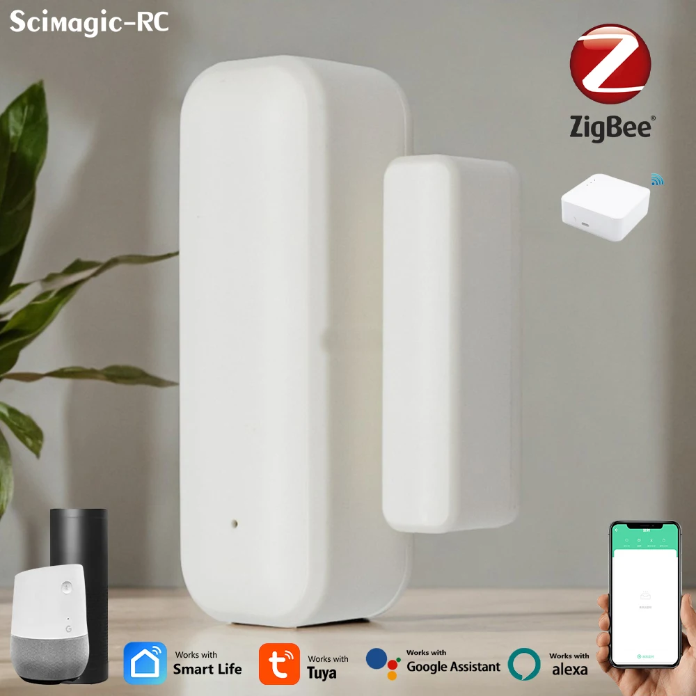Tuya WiFi Zigbee датчик двери, окна, умный дом, охранная сигнализация, детекторы открытия/закрытия дверей для Alexa Google
