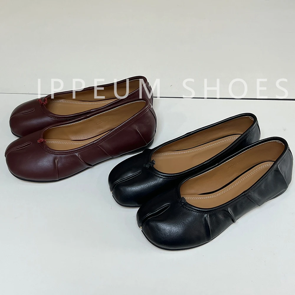 IPPEUM Tabis Shoes Black Split Toe Women Mary Janes Plus Size 44  Ballerina Zapato MujerBallet Flats Tabi Footwear image 2