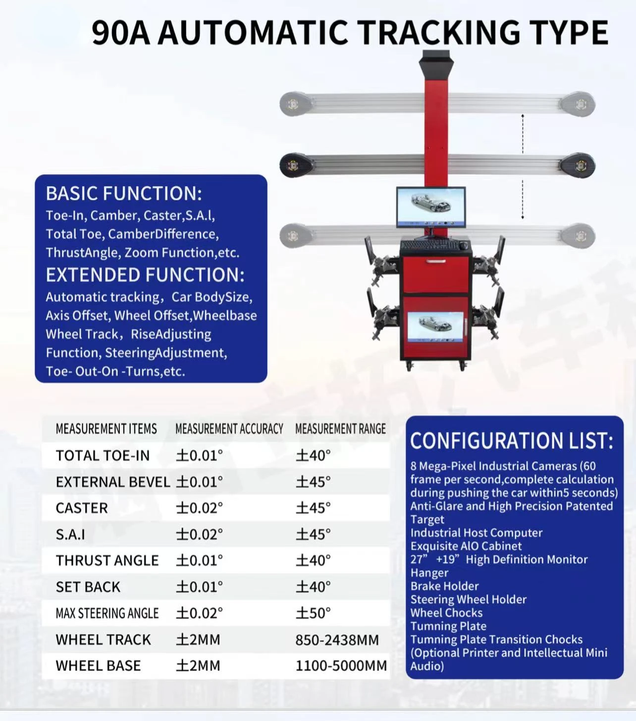 Auto Tracking 3D Four Wheel Alignment with 1.2m 4T Mobile Scissor Car Lift Combo 3D Wheel Alignment Machine