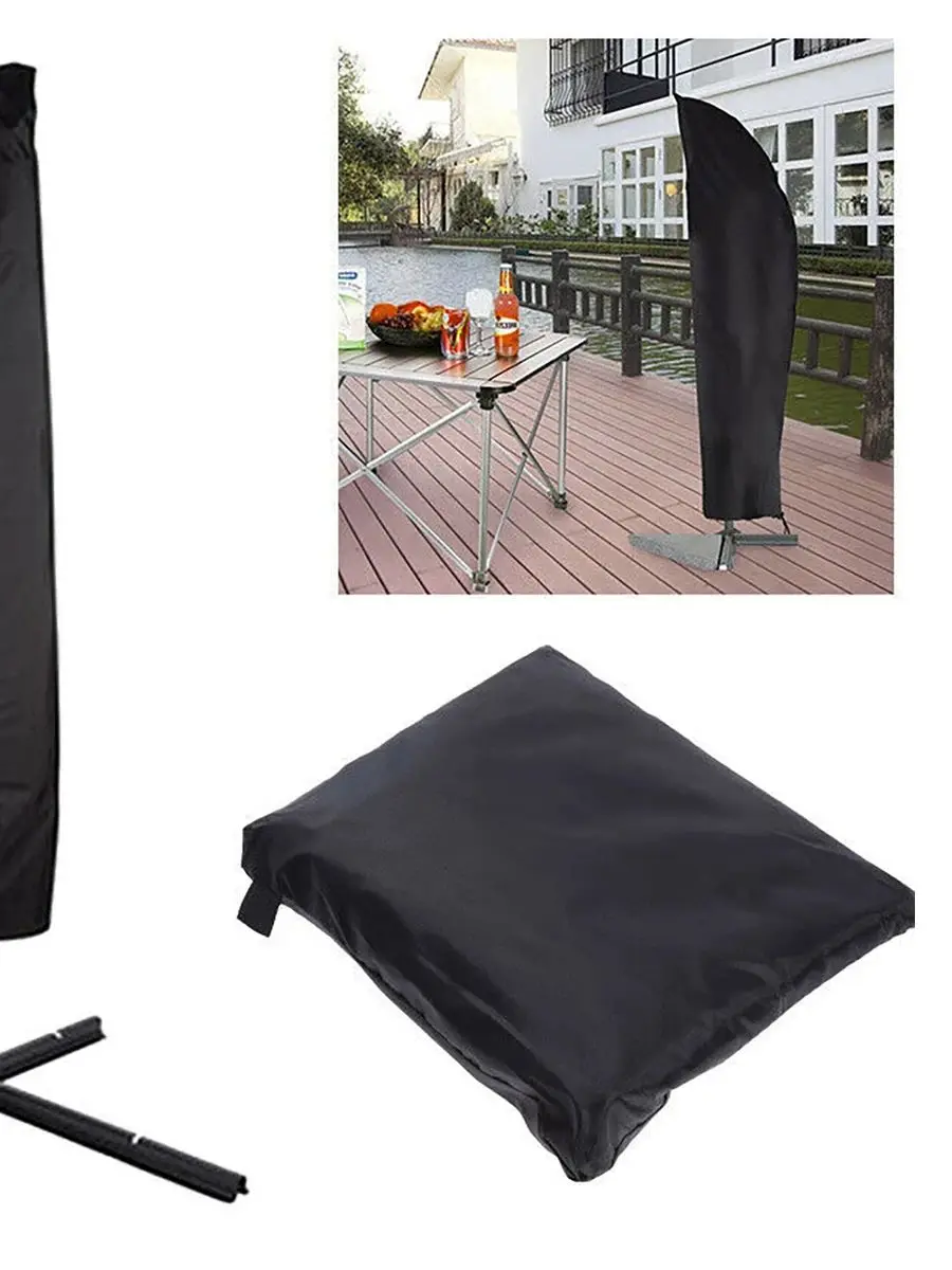 Patio Umbrella Cover 110 in. 420D Black Outdoor Offset Parasol Cover,1-pack