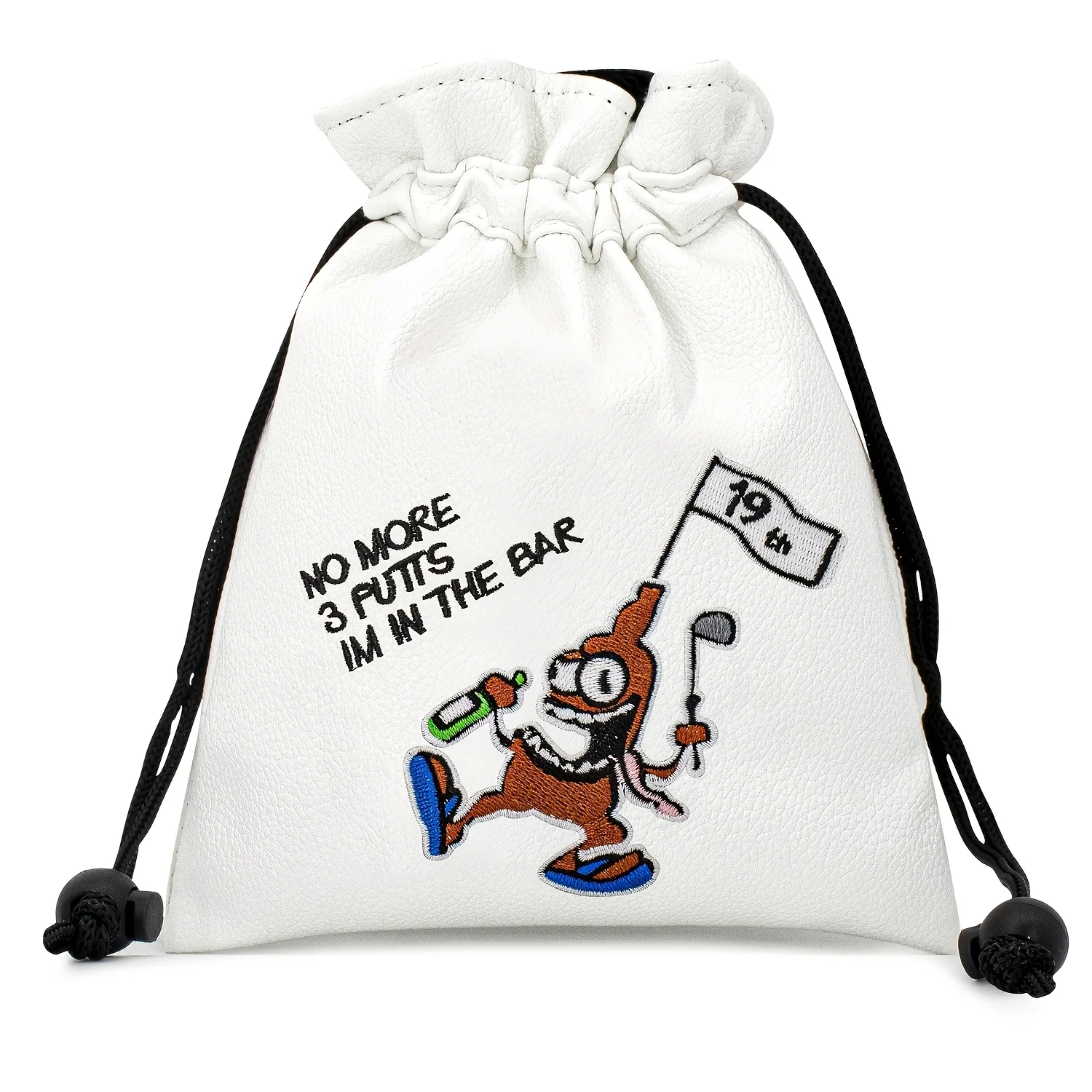 1pc Pirate Pattern Golf Drawstring Storage Pouch, Durable PU Material, Portable for Storing Golf Balls, Versatile Unisex Golf