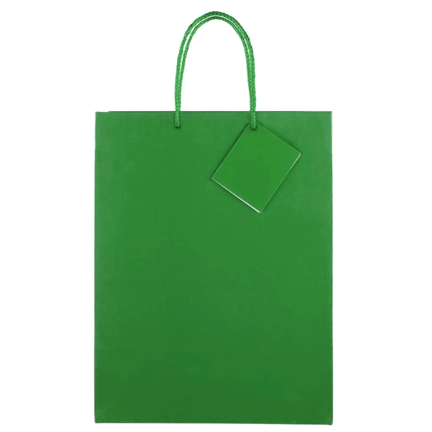 JAM Glossy Gift Bags, 10 x 13 x 5, Green, 100/Pack, Large