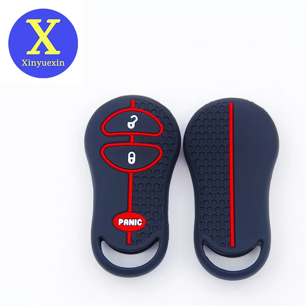 Xinyuexin Silicone Car Key Case Cover for Chrysler Liberty Dodge Stratus Jeep 3 Button Remote Key Shell Fob Protection 2 Pcs/lot