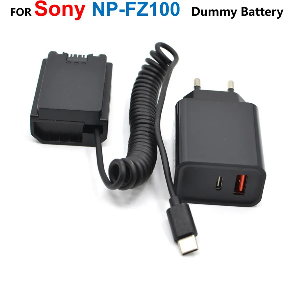 

NPFZ100 Full Decoding DC Coupler USB C NP-FZ100 NP FZ100 Dummy Battery+PD Charger For Sony Alpha A9R A9S A7C 7M3 FX30 A7M4/A7IV