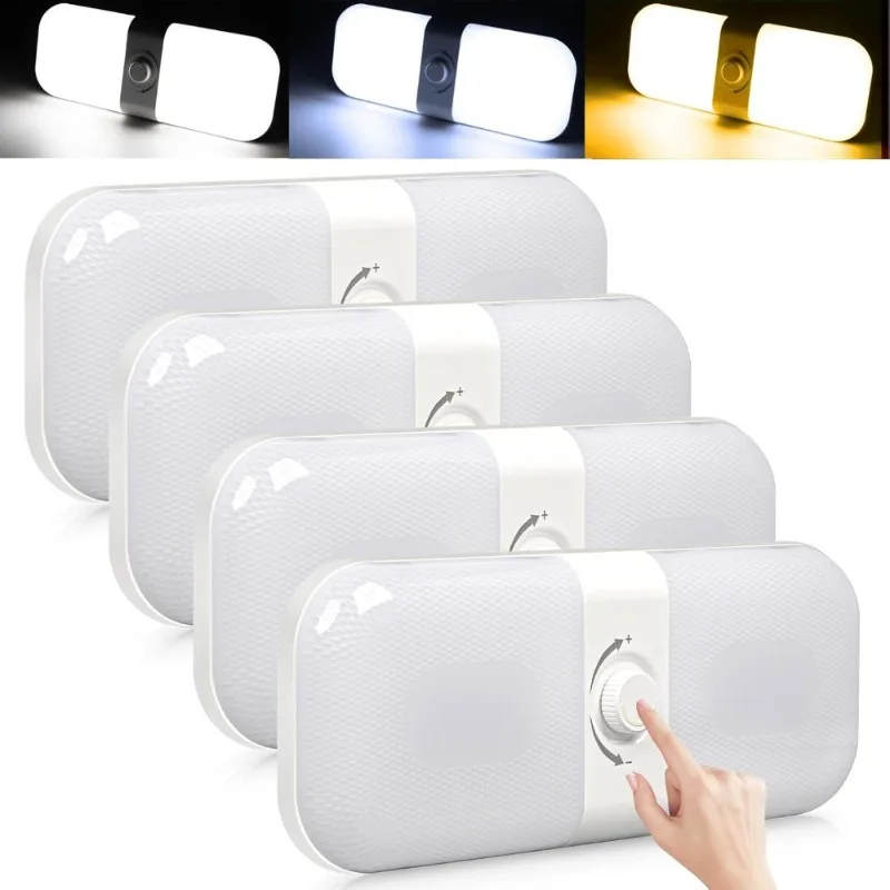 

Потолочный купольный светильник на колесах, 12 В, светодиодный светильник с регулируемой яркостью, 1700 лм, 3 цветовой температуры для кемпера, автомобиля, прицепа, лодки, внутреннее освещение