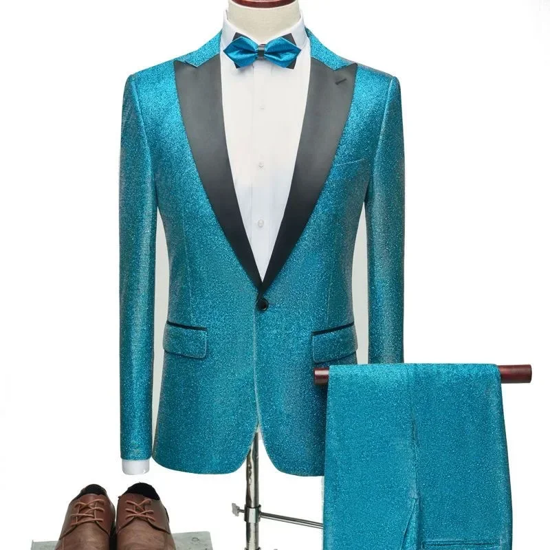 

O530Suit tuxedo dress banquet host performance high-end suede suit