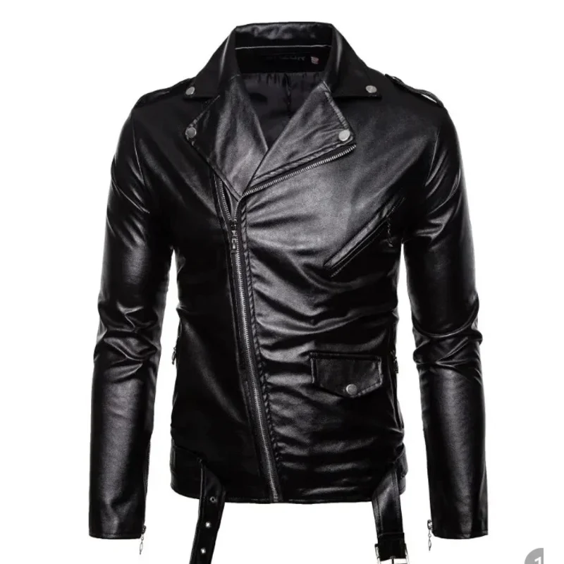Jaqueta de couro PU masculina, jaqueta justa, moda britânica, nova versão coreana